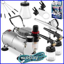 Airbrush Kit Gravity Siphon Feed Air Compressor Crafts Hobby Art