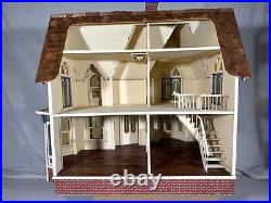 Blue and Cream Wood Dollhouse, Handmade from a kit, fully put together
