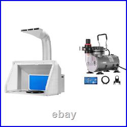 Combo Dual Action Airbrush Compressor Kit with Portable Hobby Paint Spray Booth