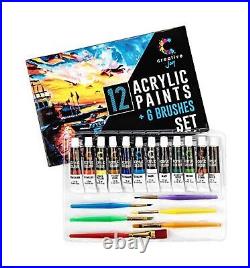 Creative Joy CJAPB01 Acrylic Paint Set & Brushes Vivid Paint Sets Include 6 B