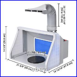 Dual Fans Airbrush Paint Spray Booth Kit with 3 LED Lights Exhaust Filter Hobby