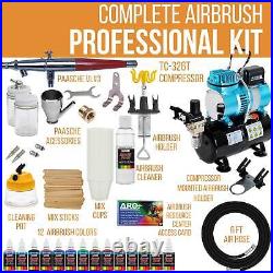 Paasche VL SET Airbrush System Air Compressor 12 Color Paint Kit Cleaner Hobby