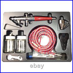 Paasche VLS SET Double Dual Action Siphon Feed Airbrush Kit Hobby Cake Tattoo