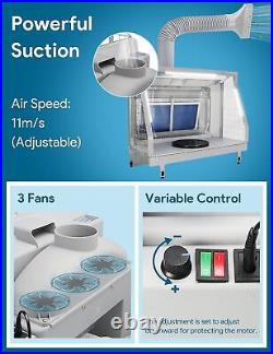 Portable Airbrush Paint Spray Booth Kit with 3 LED Lights Turn Table & Filter Hose