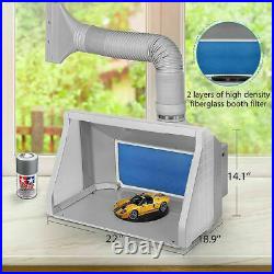 Portable Airbrush Spray Booth Hobby Paint Booth Kit with LED Lights Filter Hose