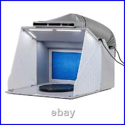 Portable Hobby Airbrush Paint Spray Booth Kit with 4 LED Lights, Turntable