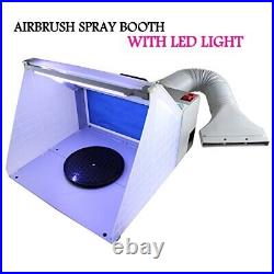 Portable Hobby Airbrush Spray Booth Exhaust Filter Extractor Set with LED Lig