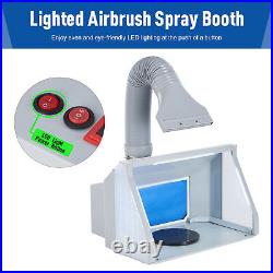 Portable Hobby Paint Spray Booth 22x19x14 Airbrush Kit Exhaust Filter Set LED