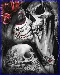 Skull Kiss Girl Diamond Painting Embroidery Love Mosaic Hobby Craft Picture Art