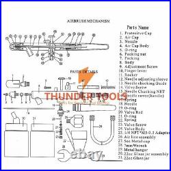 Thunder Tools Professional 3 Airbrush Kit With Air Compressor Hobby AirSpray Gun